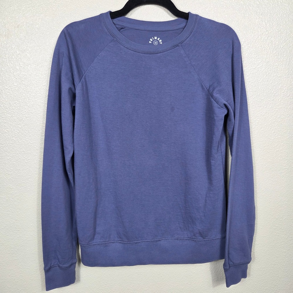 Primark Women's XS Dusty Blue Raglan Crewneck Sweatshirt Cotton Blend